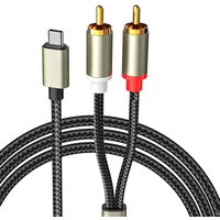 1Pcs 1m Audio Cable Type C To 2 RCA Aux Cord Converter USB C Audio Line For Laptop Mobile Phone Speaker Amplifier