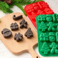 Silicone Christmas Chocolate Molds Snowflake Xmas Tree Gingerbread Man Candy Cookie Moulds DIY Baking Tool New Year Cake Decor