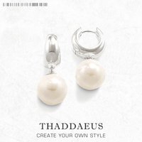 Pearl Hinged Hoops Earrings Creole Gift In 925 Sterling Silver Europe Style Glam Romantic Fine Jewerly For Women