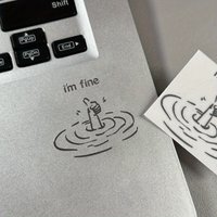 Waterproof Glossy Paper Laptop Stickers, Humorous "I'M Fine" Design, Disposable Easy-To-Tear DIY Technology Accessories