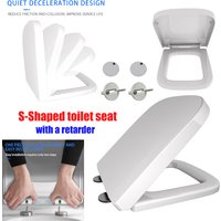 Toilet seat with soft-close mechanism, featuring 360° adjustable hinges, new S-shaped toilet lid