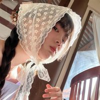 1Pc triangle Lace scarf white sweet Lace Turban Headscarf Travel Photo Headband Hair Accessories Suitable ladies girls