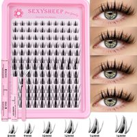 Lashes Cluster Set Natural Wispy Eyelash Extension Kit Volume Individual Lashes with Bond&Seal DIY Eyelashes Makeup Tool