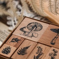 7pcs/set Vintage Plants Phases Of The Moon Standard Wood Stamp Wooden Rubber Stamps for Scrapbooking Stationery DIY Craft