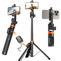 Portable Selfie Stick Cell Phone Tripod 62 Inch/157CM Extendable IPhone Tripod Mobile Tripod Stand for Travel/Vlogging/Filming