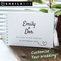 Sheilabox Custom Guest Book Personalized Names Date A5 Ribbon Bow Wedding Guestbook Party Couple Anniversary Memory Books Gifts