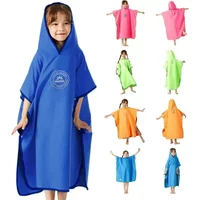 Microfiber Swim Cover-ups for Kids Hooded Bath Beach Poncho Towels Surf Poncho Quick Dry Changing Bathrobe Child Swimming Towels