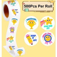 500pcs/roll 1inch Reward Stickers for Kindergarten School Encouragement Students Games Animals Stationery Label