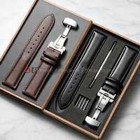 Genuine Leather Strap with Box Watch Band Butterfly Buckle Bracelet 18mm 20mm 22mm 24mm for Seiko Wrist Band Watch Accessories