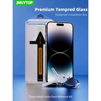 Premium Screen Protector for iPhone 16 15 14 13 12 11 Pro Max Tempered Glass Full Cover Easy Install Auto-Dust Removal Kit
