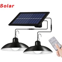 Lampe solaire à 60 LED avec interrupteur nervuré, étanche, éclairage extérieur et intérieur, budgétaire de jardin, 1 tête, 2 têtes