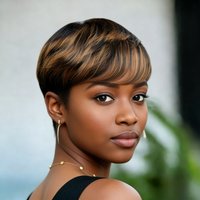Pixie Cut Wig Brazilian Human Hair Short Pixie Wigs for Women Full Machine Made Wig Short Layered Wigs for Daily Use Black Color