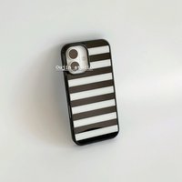 Ins Korean Black and White Stripes Phone Case For iPhone 17 Air 16 Pro Max 15 14 Plus 13 12 11 Shockproof Silicone Back Cover