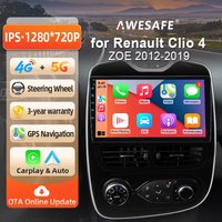 AWESAFE 10-calowe radio Android do Renault Clio IV Clio 4 2012-2019 z bezprzewodowym CarPlay i Android Auto, nawigacja GPS, obsługa multimediów, sterowanie z kierownicy, wzmacniacz subwoofera, kamera