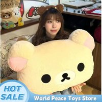 40-60cm Kawaii Rilakkuma Bear Sister Pillow Plush Toy Back Stuffed Toy Cute Washable Sleeping Pillow Surprise Birthday Toy Gift