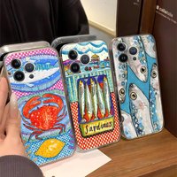 Sardines Fish Art Phone Case for iPhone 16 15 8 7 6 6S Plus X SE XR XS 14 11 12 13 Mini Pro Max Mobile Case