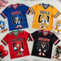 Personalized Sonic Football Jerseys For Adult/Kids Summer V-neck Sports T shirts Sonic Cosplay Clothing Kids Football T Shirts