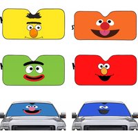 Cartoon S-Sesame Street Sun Visor Car Windshield Sun Shade UV Protection Foldable Heat Insulation Universal Auto Cover