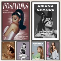 Singer A-Ariana-G-Grande Poster Fancy Wall Sticker for Living Room Bar Vintage Decorative Painting Middle