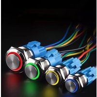 12mm 16mm 19mm 22mm metal push button switch on off power LED light Waterproof Extended circle 3v 6v 12v 24v 110v 220v ip65