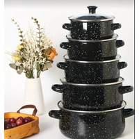 5pcs Enamel Five-Piece Pot Set, Soup Pot, Cooking Pot, Stew Pot, Frying Pan, Easy to Clean, Perfect for Home and Restaurant UseRestaurant Home Kitchen Supplies Pot, Outdoor Cooking Utensils