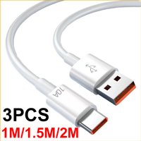 NEW 2026 3PCS 10A 100W USB A Type C Super Fast Charging Cable Data Cord For Huawei OPPO vivo iQoo Quick Charing USB C Cables