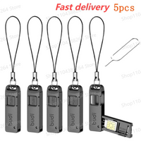 5pcsMulti-function Card Slot Storage Box TF SIM Card Ejector Storage Slot With Lanyard Anti-lost SIM Card Removal Needle Pin