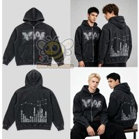 2026 Arirang Tour Gewaschener Grüner Zip-Up Cropped Hoodie mit Rohgeschnittenem Patch und Zahlen-Dekoration, Lockerer Lässiger Street-Style-Fan-Jacke
