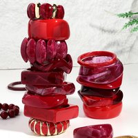 Fashion Dark Red Irregular Acrylic Bangle for Women Statement Resin Thick Geometric Cuff Bracelets Autumn Winter Jewelry Gift