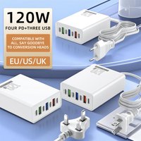 120W Charging Head 7 Ports 3USB+4PD Fast Charging Phone Charger Head 5V4A US/EU/UK Standard Charger for Mobile Phones 2026