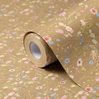 1000cm Vintage Forest Floral Wrapping Paper Roll, Watercolor Small Flower Kraft Gift Wrap for Birthday, Graduation, Craft Paper