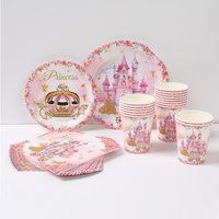Castle Princess Birthday Decoration Disposable Tableware Princess Plates Cup Napkin Princess Birthday Party Supplies Baby Shower