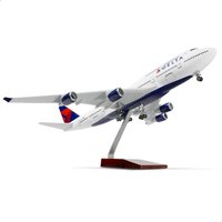 747 Delta Air Lines 47CM 1:150 Scale B747 child toy plane Model Toy Aircraft LED Light Airplane diecast flight machine model Gif