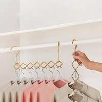 Stainless Steel 7-Hole Support Clothes Hanger Household Saving Space Clothes Rack for Dormitory Hanging Folding Clothes Rack