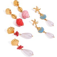 Yori Trendy Shell Ocean Charm Pendant Stud Earrings Golden Waterproof PVD Plated Summer Jewelry 2025 Wholesale