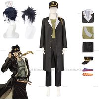 JJ Jotaro Kujo Jotaro Cosplay Costume Wig Anime Comic Cosplay Halloween Comic-co Clothings Mens Uniforms Pants Hat Outfit