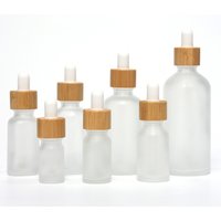 5ML-100ML Wood Frosted Glass Dropper Bottle Essential Oil for Cosmetic Skin Care Pipette Container Bottles with Bamboo Lid