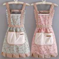 1Pcs For Women's Floral Home Breathable Apron With Pocket, Adjustable Apron For Kitchen, Cooking, Baking, Grilling, Chef's Apron