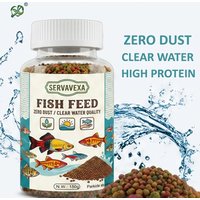 SERVAVEXA Tropical Fish Food Granules 60g/150g,Nutritious Floating Pellets for Goldfish Guppy Betta, No Cloud Water Protein Feed