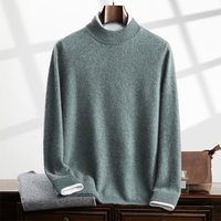 Men's high-end pure cashmere semi high neck autumn and winter knitted sweater, soft and warm pullover for youth