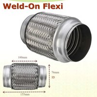 Anschweißbares 3" X 6" Edelstahl-Auspuff-Flexrohr, Flexi-Reparaturrohr 76mm X 155mm
