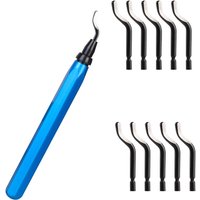 Deburring Tool Deburrer with Metal Handle+11 HSS(Steel) Blades 360 Degree Rotatable for Resin Pipe Copper Plastic 3D Printer