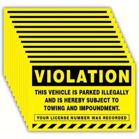 10Pcs 2.76*4.33in Violation of Parking Regulations Warning Label Stickers Prank Tow Truck Warning Stickers April Fool's Day Stickers