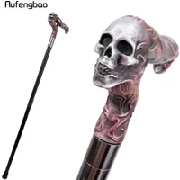 Silver Resin Long Head Skull Colorful Cane Fashion Decorative Steel Stick Gentleman Elegant Cosplay Cane Knob Crosier 96cm