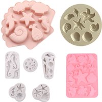 Silicone Fish Dolphin Cake Mold Seahorse Shell Mould Starfish Sea Turtle Cake Border Fondant for Kitchen Baking Decoration Mold