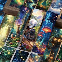 30pcs Mysterious Fairy Tale Forest Bookmarks Aesthetic Card Decorations Reading Pages Book Marks Students Creative Gifts