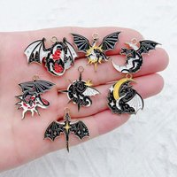 10pcs Cartoon Flying Dragon Phoenix Drop Oil Alloy Jewelry Accessories DIY Pendant Earrings Keychain Pendant