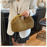XMESSUN Elegant New Woven Handbag Straw Shoulder Bag for Women Fashionable Raffia Ladies Chain Crossbody Beach Bag Versatile Bag