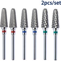 2 Pcs Tungsten Steel Nail Buffering Heads 3/32 Inch Professional Nail Cleaning File Gel & Nail Polish Removal Salon & Home Use