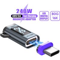 USB-C to USB-C 240W Magnetic Digital Dispaly Adapter 16K 80Gbps 5A Fast Charging Converter Thunderbolt 4/5 for iPhone15 MacBook